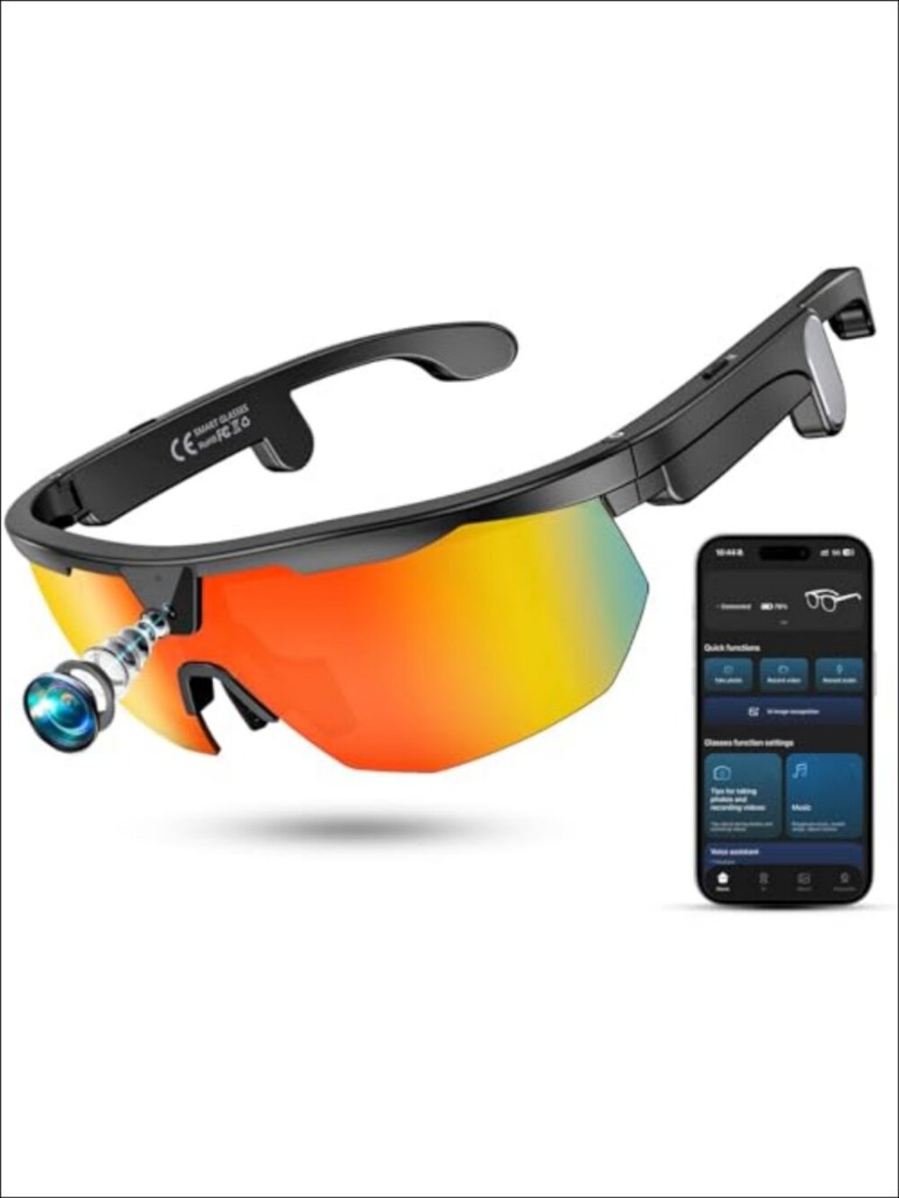 Smart Glasses 4K HD Anti-Shake Camera Bluetooth AI Sunglasses